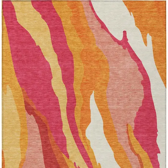 Blush Copper And Ivory Abstract Washable Indoor Outdoor Area Rug Photo 7