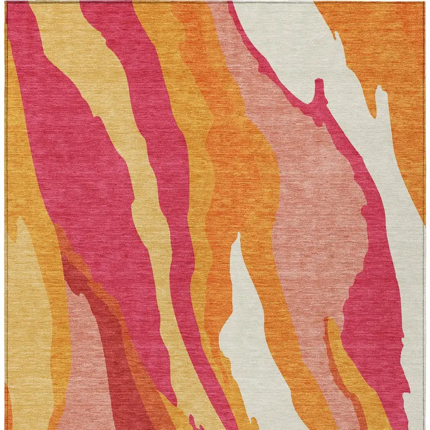 Blush Copper And Ivory Abstract Washable Indoor Outdoor Area Rug Photo 7