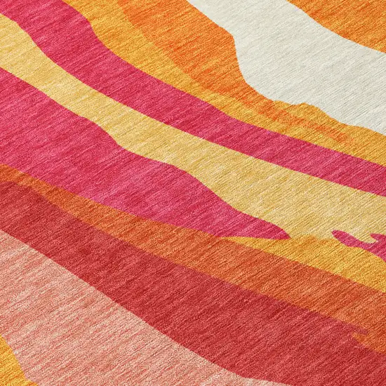 Blush Copper And Ivory Abstract Washable Indoor Outdoor Area Rug Photo 5