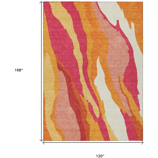Blush Copper And Ivory Abstract Washable Indoor Outdoor Area Rug Photo 8