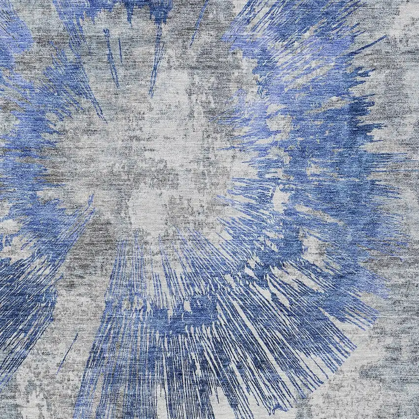 Blush Denim Blue And Navy Blue Abstract Washable Indoor Outdoor Area Rug Photo 5