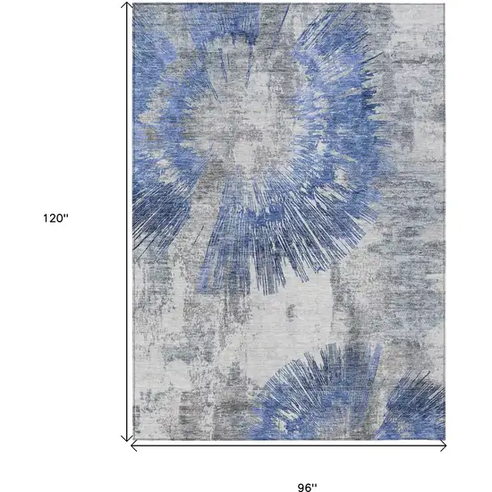 Blush Denim Blue And Navy Blue Abstract Washable Indoor Outdoor Area Rug Photo 3