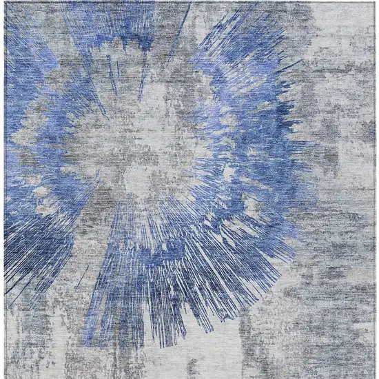 Blush Denim Blue And Navy Blue Abstract Washable Indoor Outdoor Area Rug Photo 5