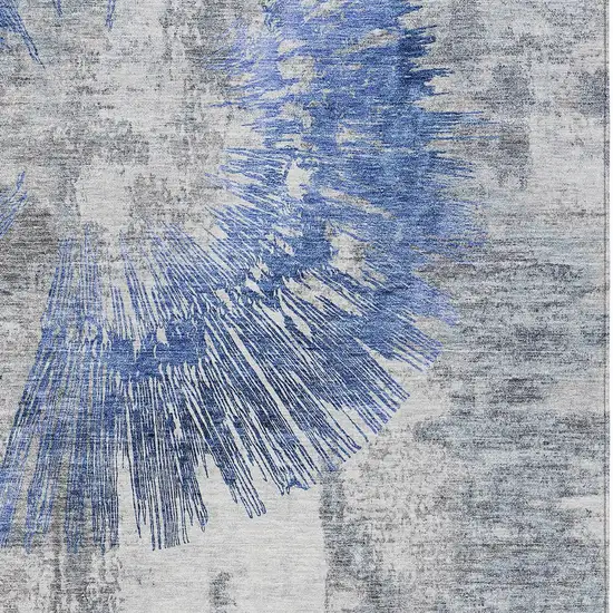 Blush Denim Blue And Navy Blue Abstract Washable Indoor Outdoor Area Rug Photo 4