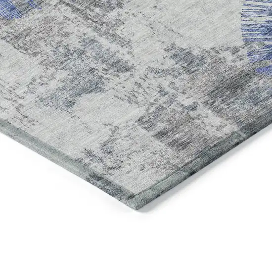 Blush Denim Blue And Navy Blue Abstract Washable Indoor Outdoor Area Rug Photo 3