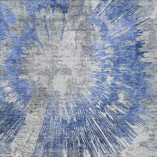 Blush Denim Blue And Navy Blue Abstract Washable Indoor Outdoor Area Rug Photo 4