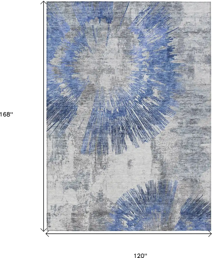 Blush Denim Blue And Navy Blue Abstract Washable Indoor Outdoor Area Rug Photo 3