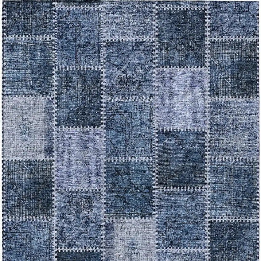 Blush Denim Blue And Sky Blue Patchwork Washable Indoor Outdoor Area Rug Photo 5