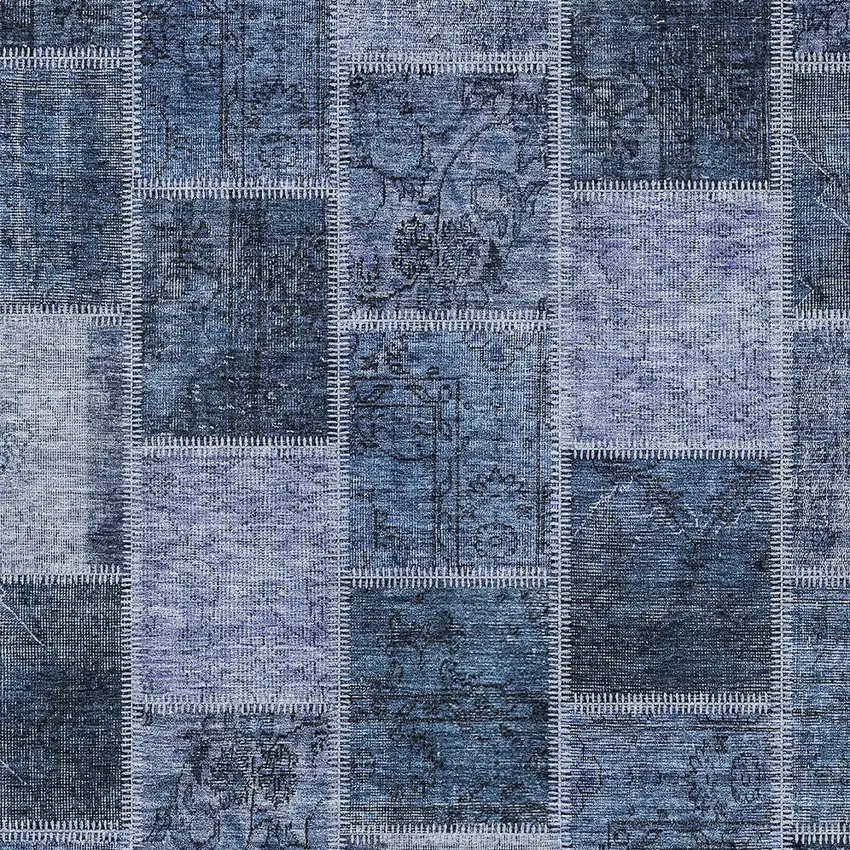 Blush Denim Blue And Sky Blue Patchwork Washable Indoor Outdoor Area Rug Photo 6