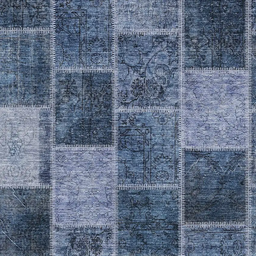 Blush Denim Blue And Sky Blue Patchwork Washable Indoor Outdoor Area Rug Photo 6