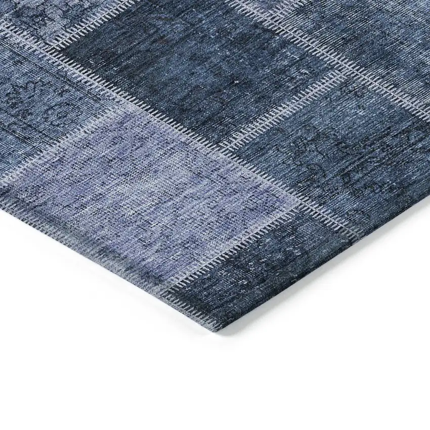 Blush Denim Blue And Sky Blue Patchwork Washable Indoor Outdoor Area Rug Photo 3