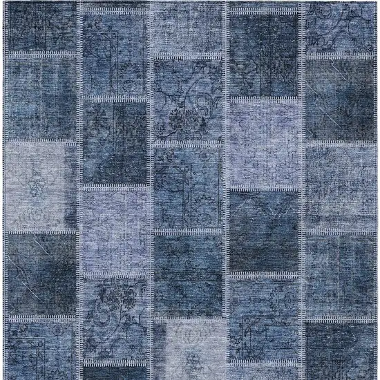 Blush Denim Blue And Sky Blue Patchwork Washable Indoor Outdoor Area Rug Photo 5