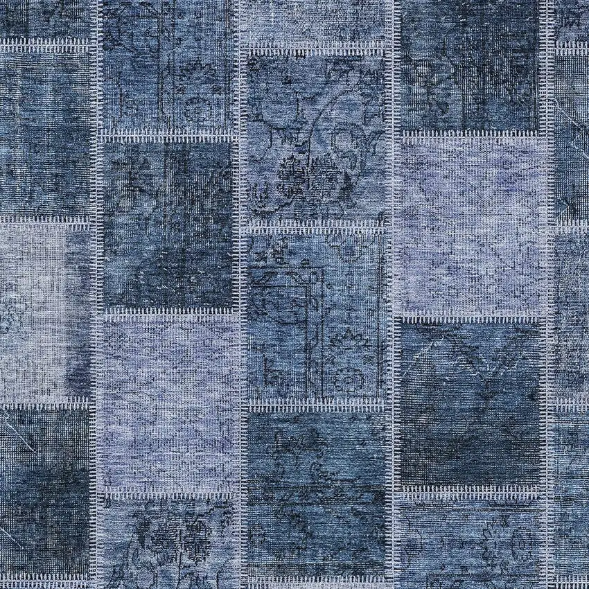 Blush Denim Blue And Sky Blue Patchwork Washable Indoor Outdoor Area Rug Photo 4
