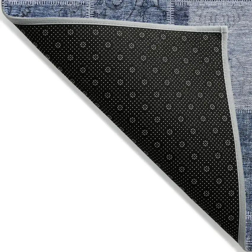 Blush Denim Blue And Sky Blue Patchwork Washable Indoor Outdoor Area Rug Photo 4