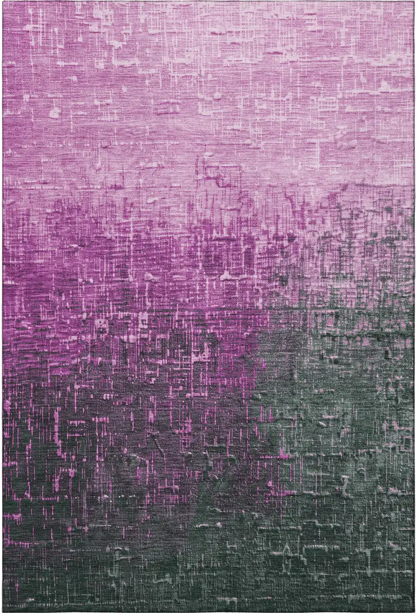 Blush Eggplant And Charcoal Ombre Washable Area Rug With UV Protection Photo 3