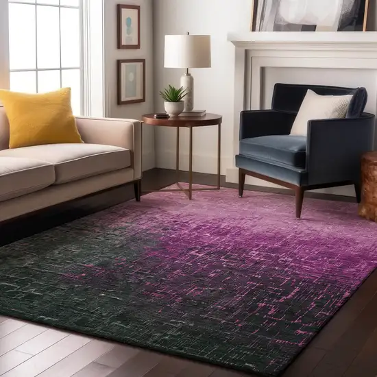 Blush Eggplant And Charcoal Ombre Washable Area Rug With UV Protection Photo 4