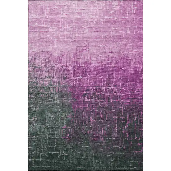 Blush Eggplant And Charcoal Ombre Washable Area Rug With UV Protection Photo 1