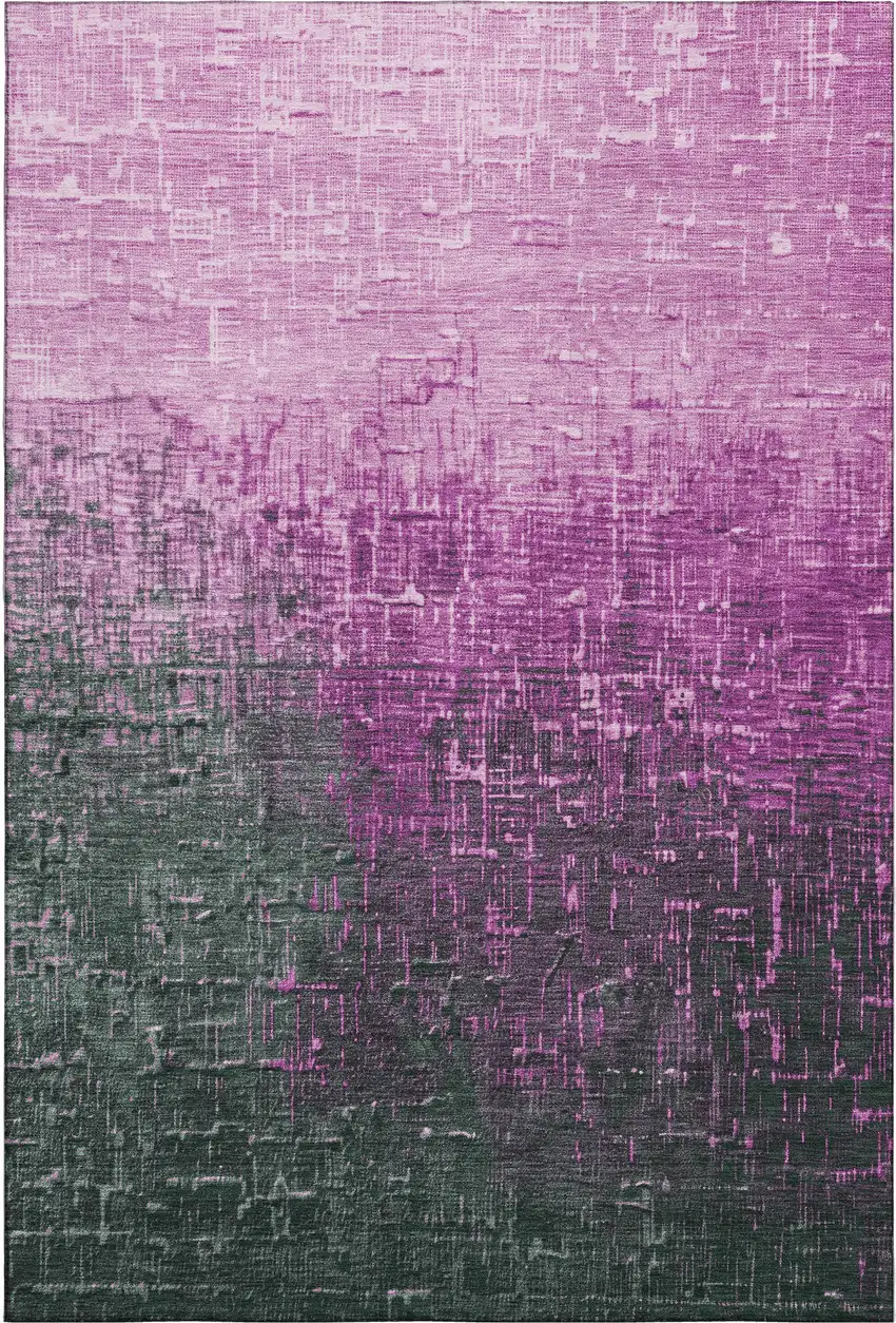 Blush Eggplant And Charcoal Ombre Washable Area Rug With UV Protection Photo 1