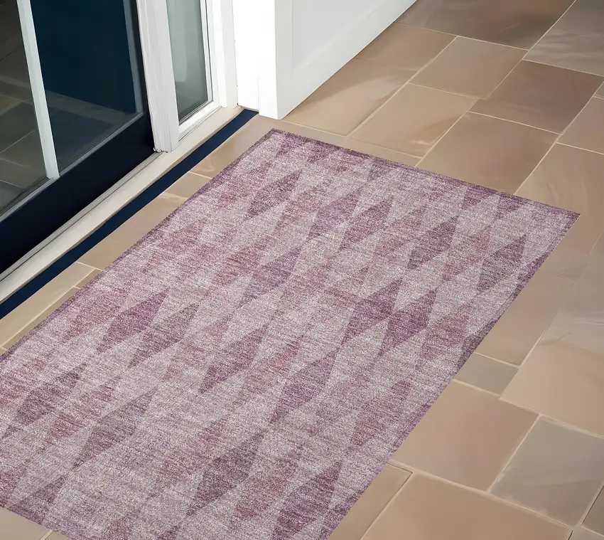 Blush Geometric Washable Non Skid Indoor Outdoor Area Rug Photo 1