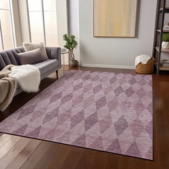 Blush Geometric Washable Non Skid Indoor Outdoor Area Rug Photo 9