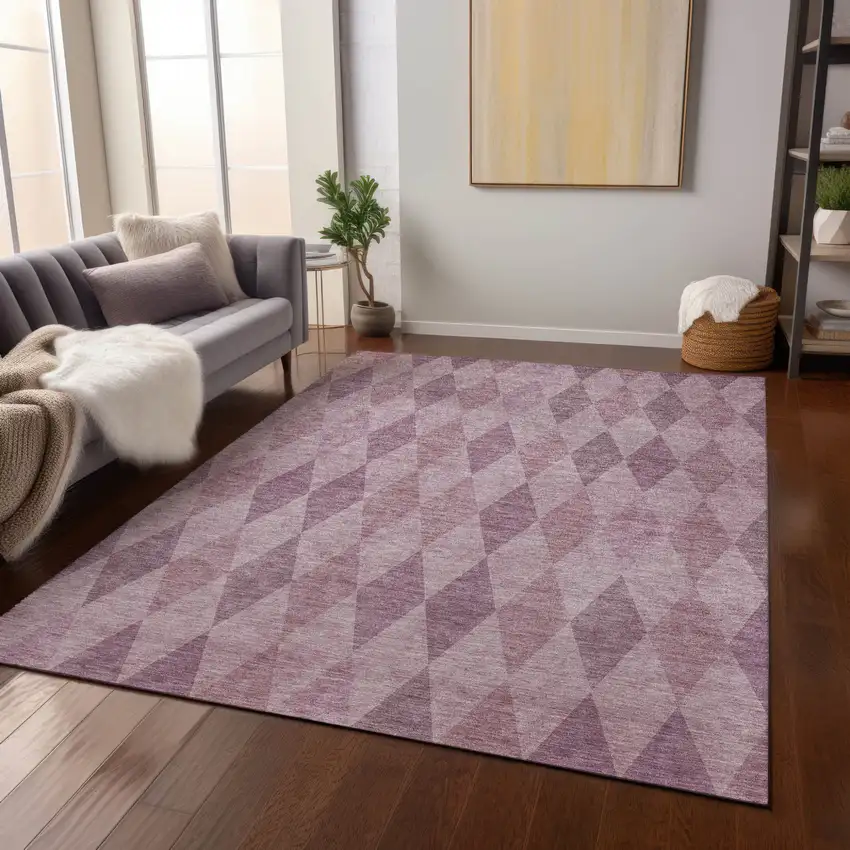 Blush Geometric Washable Non Skid Indoor Outdoor Area Rug Photo 9