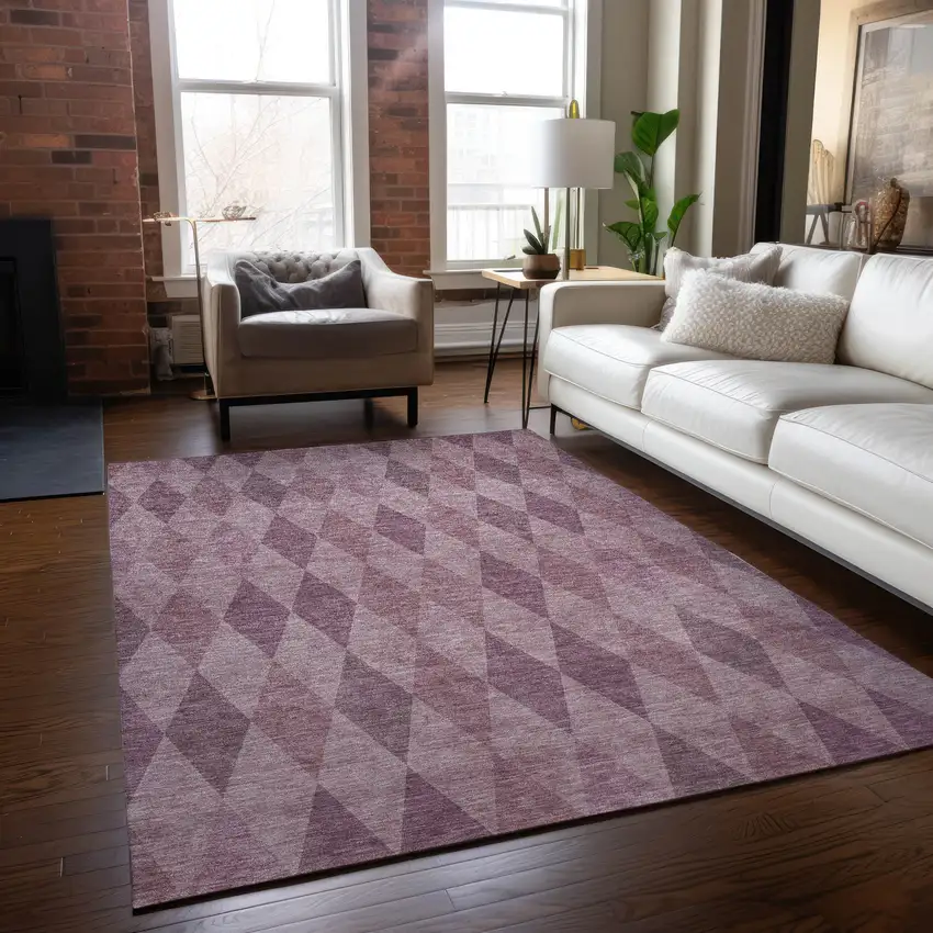 Blush Geometric Washable Non Skid Indoor Outdoor Area Rug Photo 9