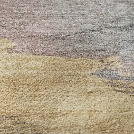 Blush Gold And Ivory Abstract Washable Area Rug With UV Protection Photo 2