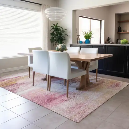 Blush Gold And Ivory Abstract Washable Indoor Outdoor Area Rug Photo 6