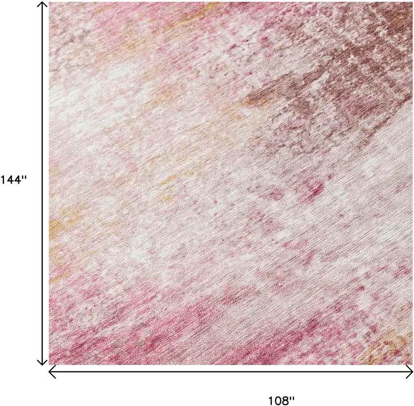 Blush Gold And Ivory Abstract Washable Indoor Outdoor Area Rug Photo 7