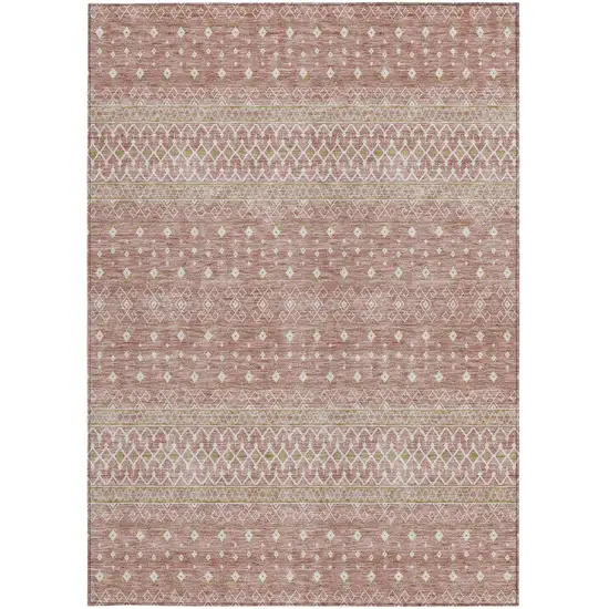 Blush Gold And Ivory Tribal Washable Indoor Outdoor Area Rug Photo 5