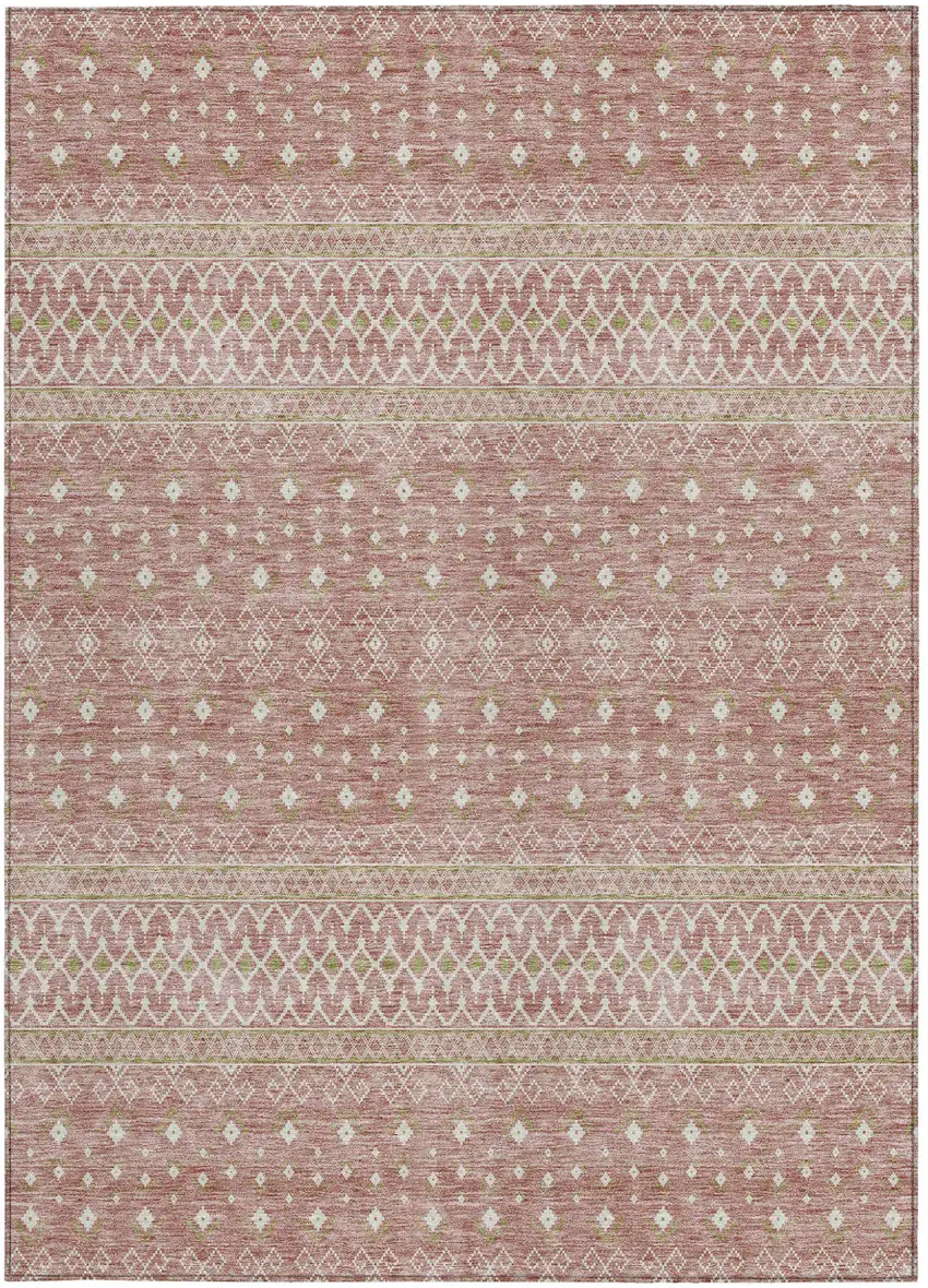 Blush Gold And Ivory Tribal Washable Indoor Outdoor Area Rug Photo 5