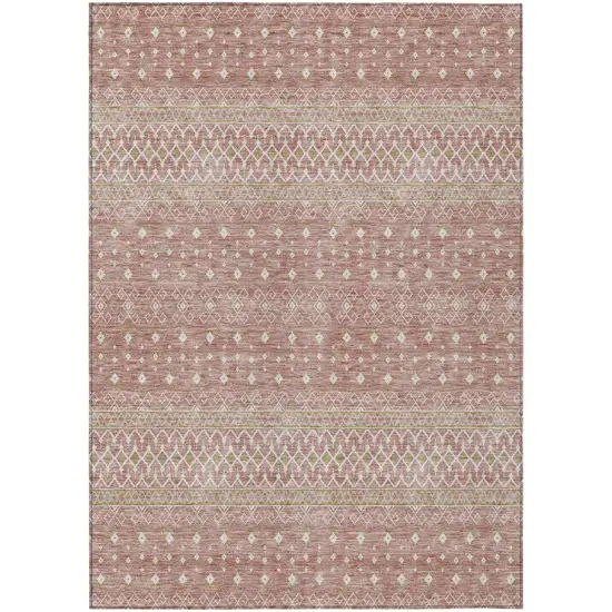 Blush Gold And Ivory Tribal Washable Indoor Outdoor Area Rug Photo 1