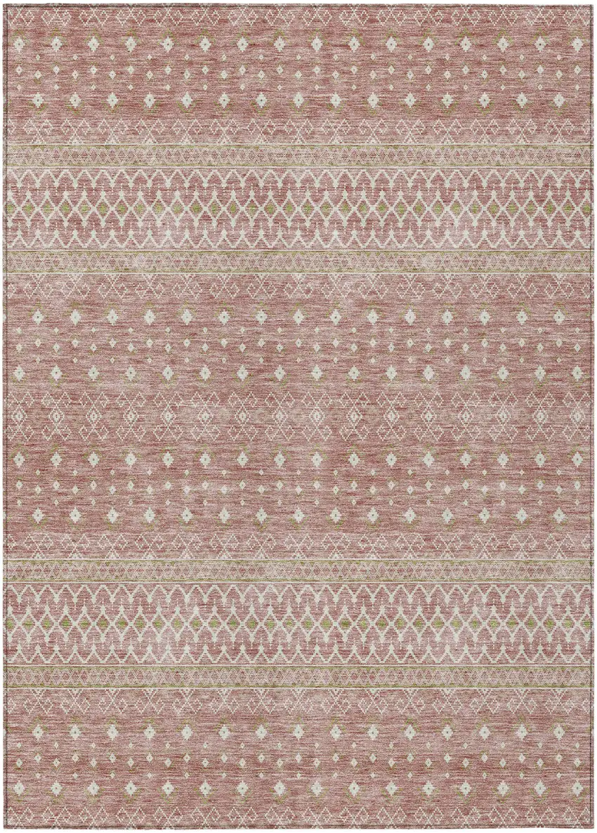 Blush Gold And Ivory Tribal Washable Indoor Outdoor Area Rug Photo 1