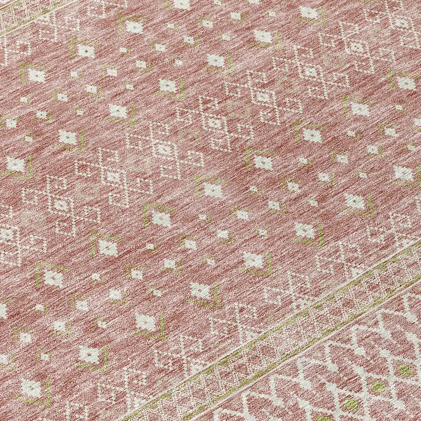 Blush Gold And Ivory Tribal Washable Indoor Outdoor Area Rug Photo 3