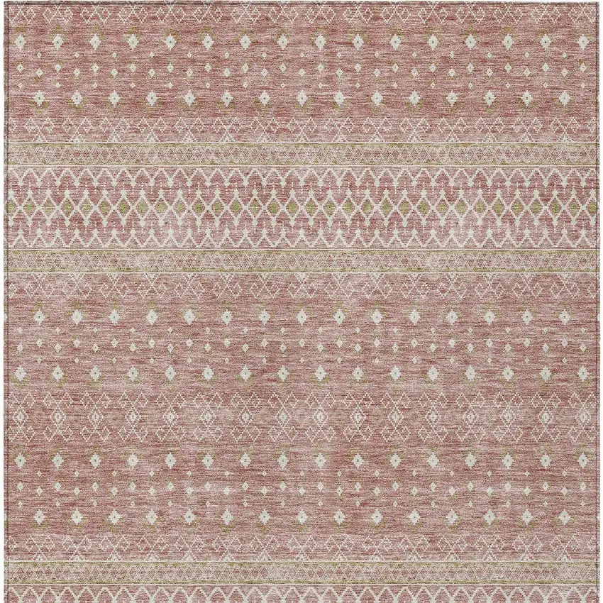 Blush Gold And Ivory Tribal Washable Indoor Outdoor Area Rug Photo 5
