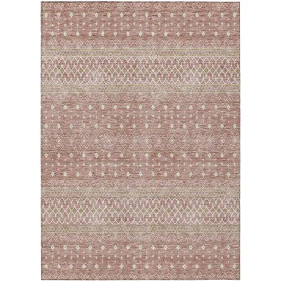 Blush Gold And Ivory Tribal Washable Indoor Outdoor Area Rug Photo 1