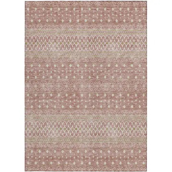 Blush Gold And Ivory Tribal Washable Indoor Outdoor Area Rug Photo 5