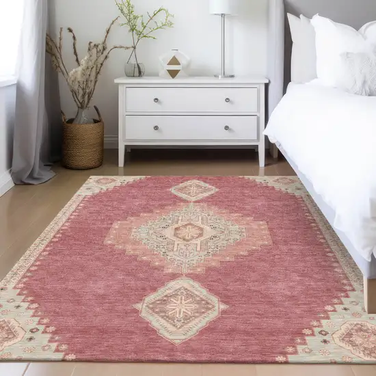 Blush Gray And Beige Oriental Washable Indoor Outdoor Area Rug Photo 9