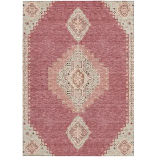 Blush Gray And Beige Oriental Washable Indoor Outdoor Area Rug Photo 7