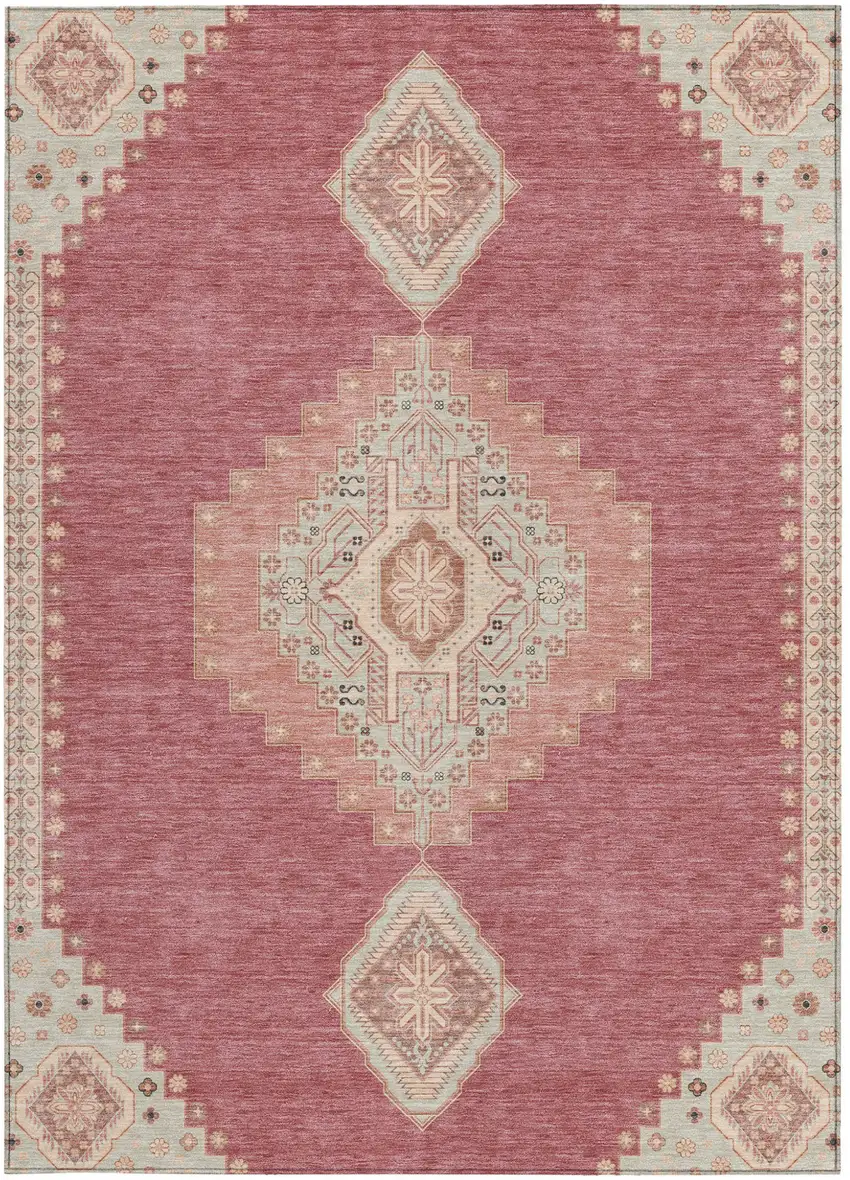 Blush Gray And Beige Oriental Washable Indoor Outdoor Area Rug Photo 7