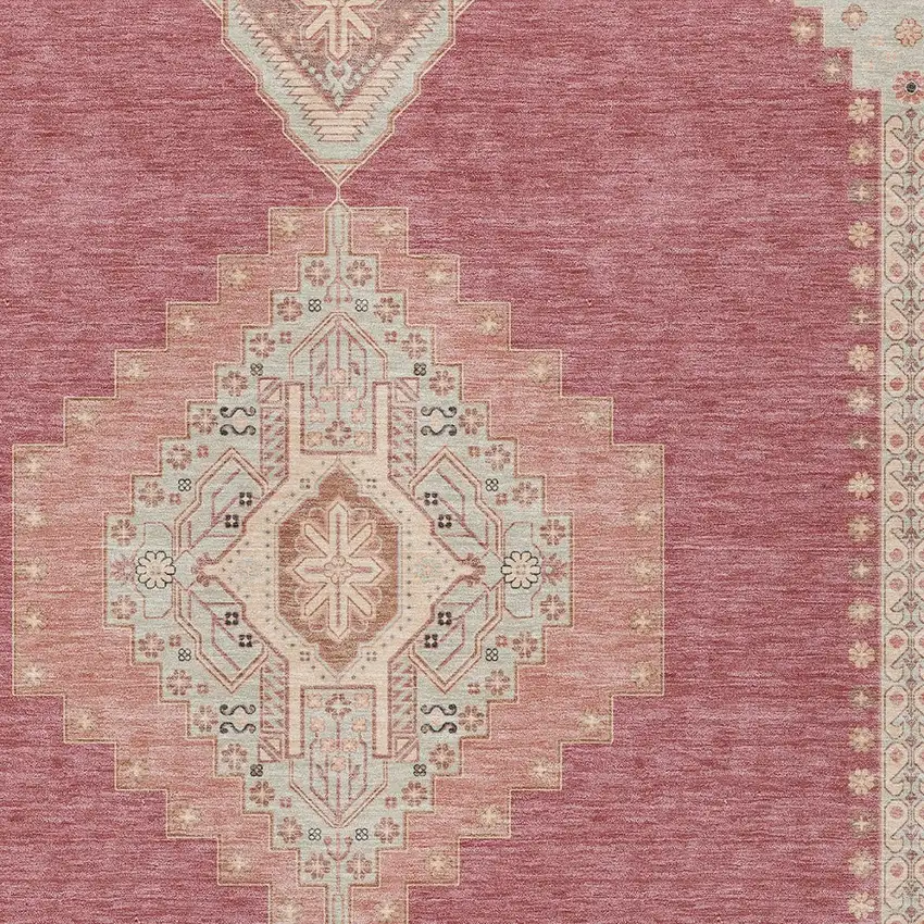 Blush Gray And Beige Oriental Washable Indoor Outdoor Area Rug Photo 6
