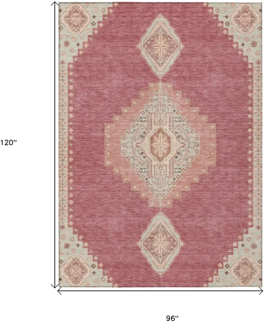 Blush Gray And Beige Oriental Washable Indoor Outdoor Area Rug Photo 3