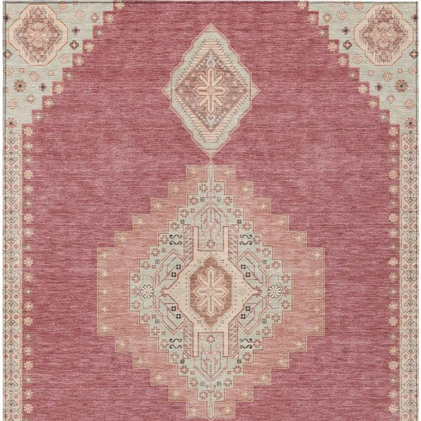 Blush Gray And Beige Oriental Washable Indoor Outdoor Area Rug Photo 7