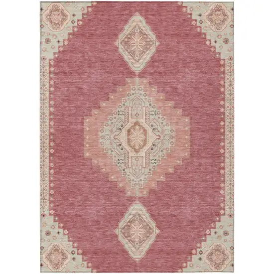 Blush Gray And Beige Oriental Washable Indoor Outdoor Area Rug Photo 2