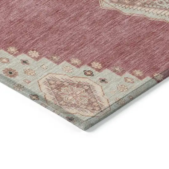 Blush Gray And Beige Oriental Washable Indoor Outdoor Area Rug Photo 4