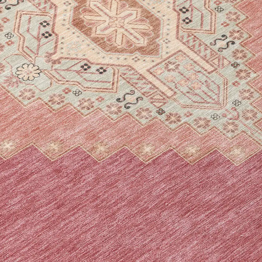 Blush Gray And Beige Oriental Washable Indoor Outdoor Area Rug Photo 5