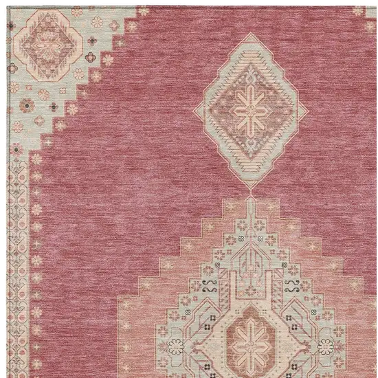 Blush Gray And Beige Oriental Washable Indoor Outdoor Area Rug Photo 6