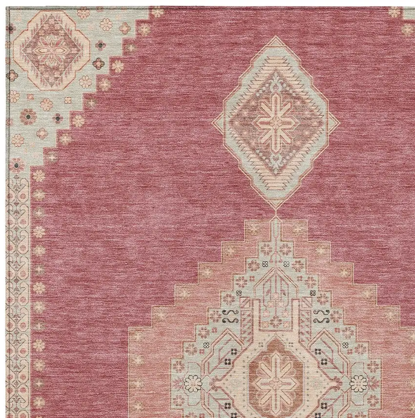 Blush Gray And Beige Oriental Washable Indoor Outdoor Area Rug Photo 6