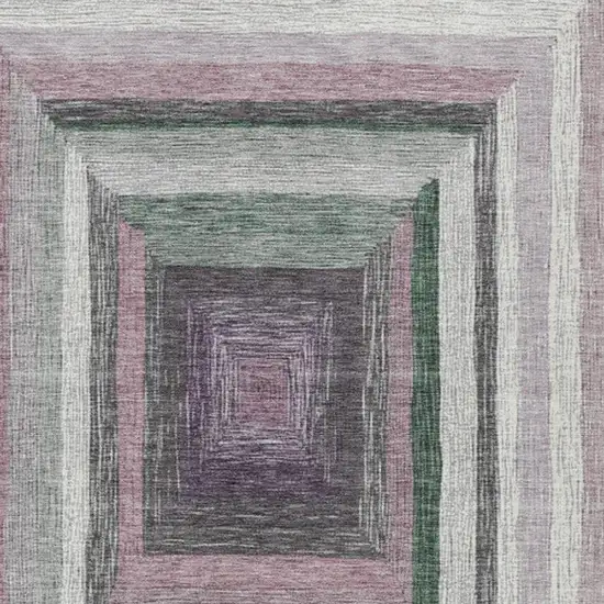 Blush Gray And Green Geometric Washable Indoor Outdoor Area Rug Photo 8