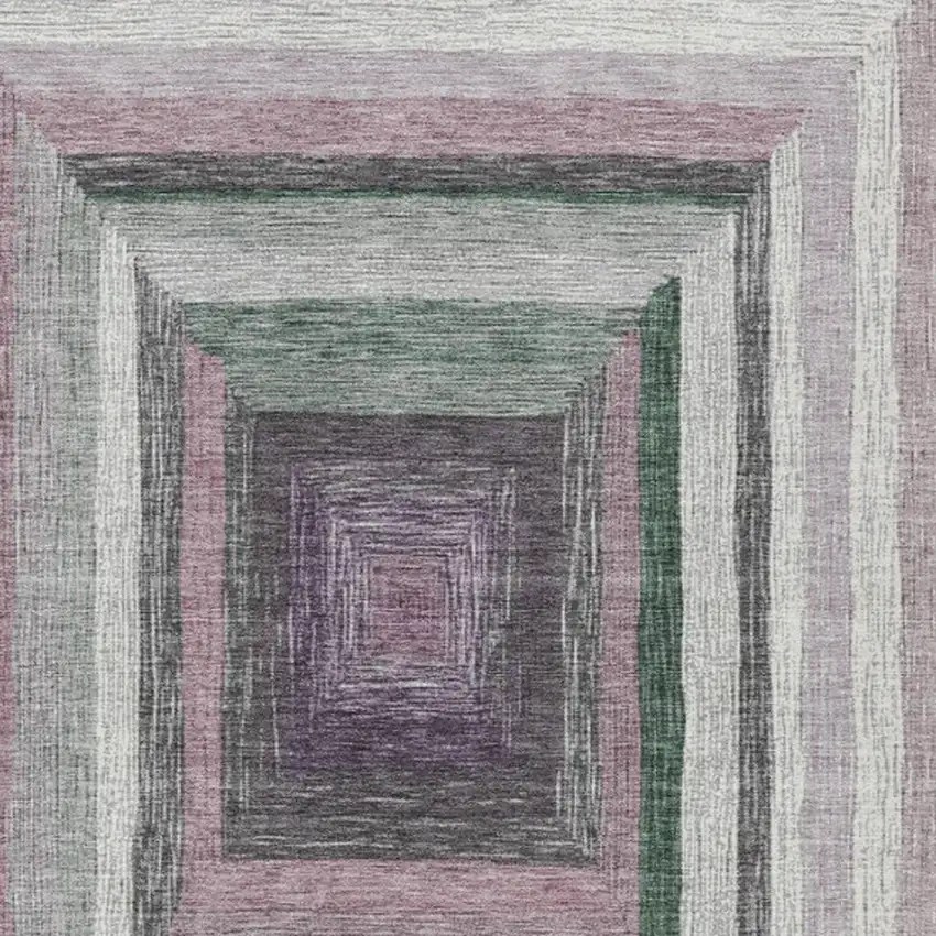 Blush Gray And Green Geometric Washable Indoor Outdoor Area Rug Photo 8